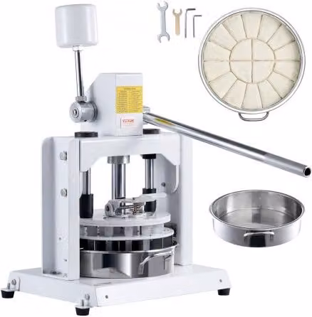 VEVOR Divisore Manuale per Impasto con 18 Pezzi, Taglierina per Panetteria e Ristorante con Lama in Acciaio Inox 304 e Vassoio, Colore Bianco