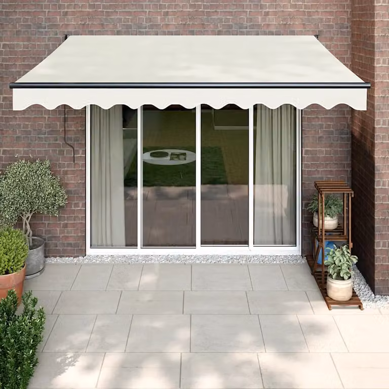 Tenda da sole automatica retrattile vidaXL con bracci pieghevoli in alluminio e tessuto in poliestere, colore beige, L: 3,5 m x P: 2,5 m