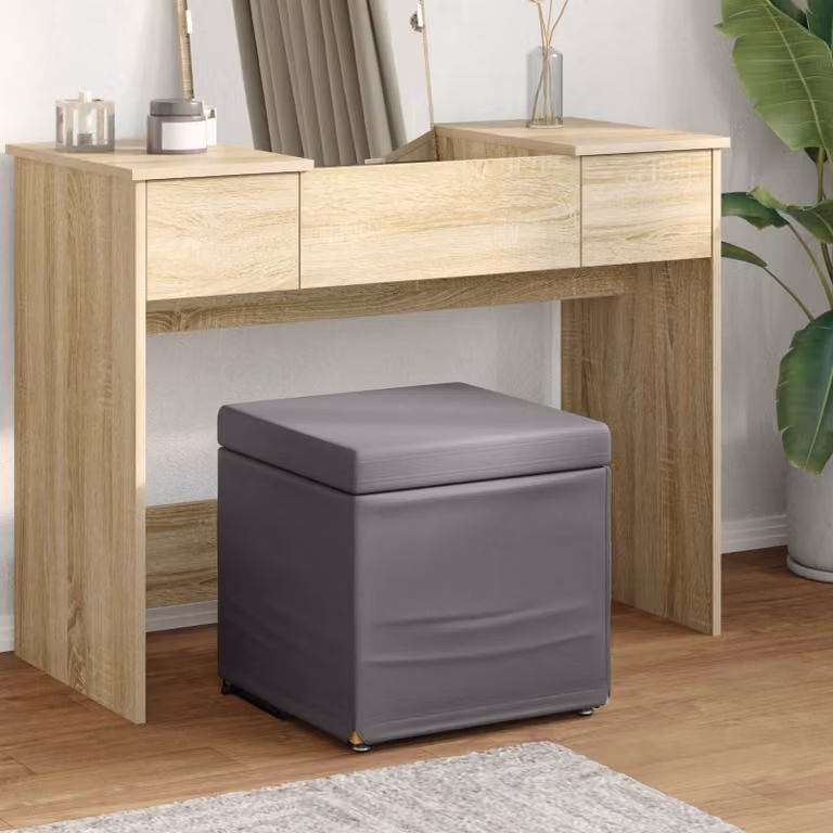 Pouf cubico vidaXL in ecopelle e tessuto grigio L/P/H: 41 x 41 x 40 cm