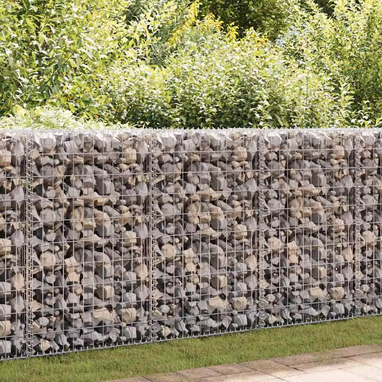 vidaXL Gabbione con Copertura in Acciaio Zincato Grigio L: 600 cm, P: 30 cm, H: 100 cm