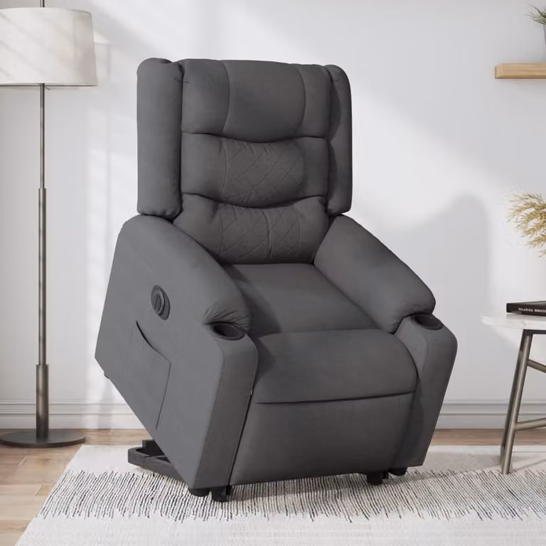 Poltrona Alzapersona Reclinabile Elettrica vidaXL in Tessuto Grigio per Senior
