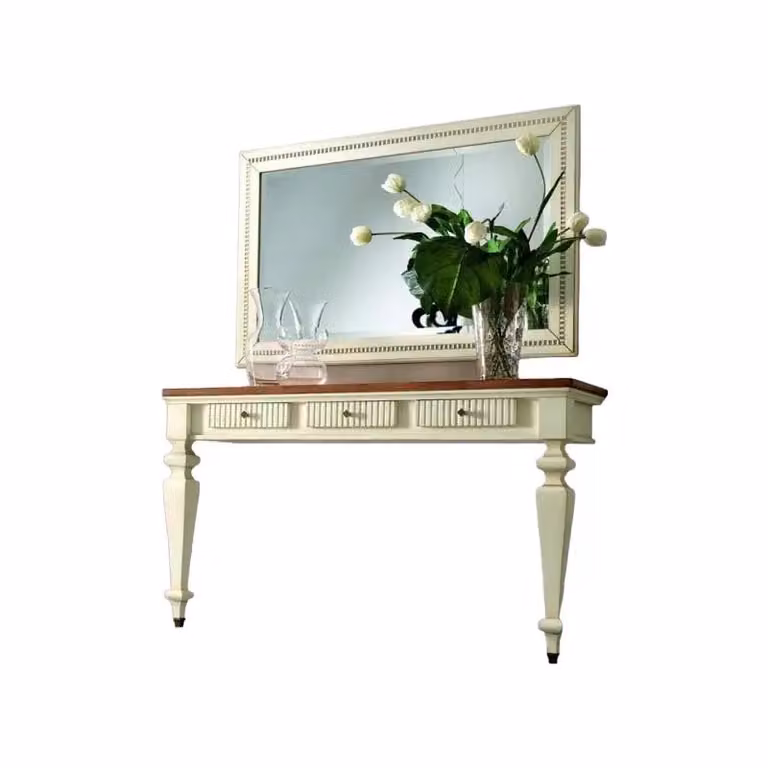 Consolle a muro classica in legno di faggio con 3 cassetti stile shabby Mobili 2G L/P/H: 140 x 40 x 82 cm