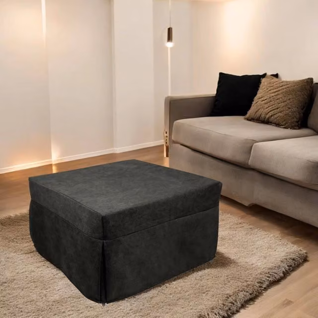 Pouf trasformabile in letto Arno Talamo Italia, modello salvaspazio in tessuto grigio con rivestimento sfoderabile, L: 78 cm, P: 78 cm, H: 45 cm