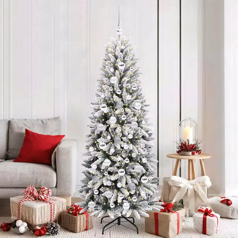 Albero di Natale artificiale vidaXL bianco e verde con luci LED bianco caldo, Altezza: 180 cm