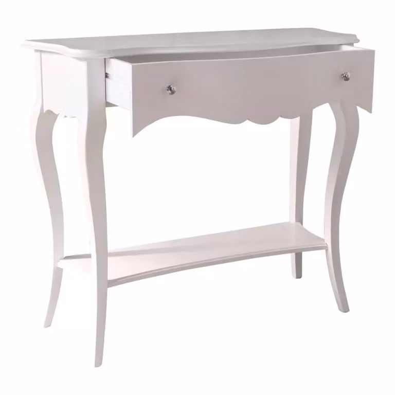Consolle classica in legno bianco con 1 cassetto Mobili 2G L/P/H: 101 x 40 x 89 cm