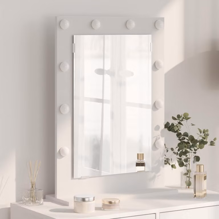 Specchio da Vanità Rettangolare con LED vidaXL Bianco L: 70 cm, P: 50 cm, H: 18 cm