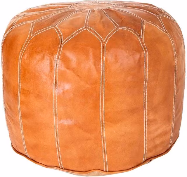 Pouf cilindrico in pelle WANDERLUST DECO arancione e bianco L/P/H: 48 x 48 x 35 cm