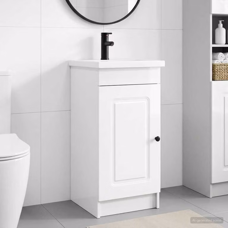 Mobile da bagno con lavabo vidaXL Bianco Lucido L: 42 cm, P: 40 cm, H: 84,5 cm