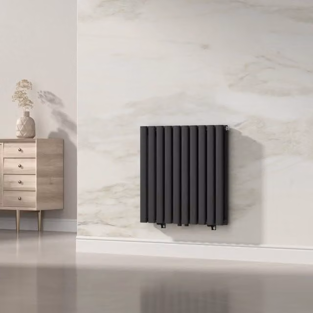 Termosifone a pannello doppio con elementi tubolari nero neu.haus L 60 cm x H 60 cm
