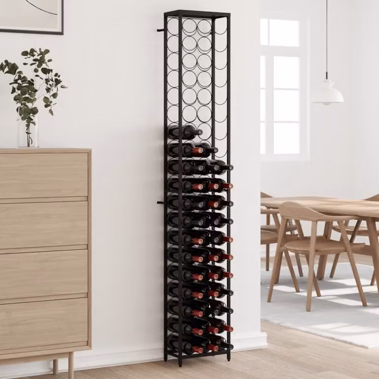 Portavini vidaXL per 57 bottiglie in metallo nero L: 34 cm, P: 18 cm, H: 200 cm