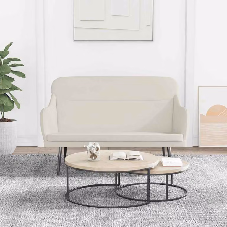 Panca moderna vidaXL in velluto beige con braccioli L/P/H: 110 x 40 x 76 cm, Altezza: 80 cm