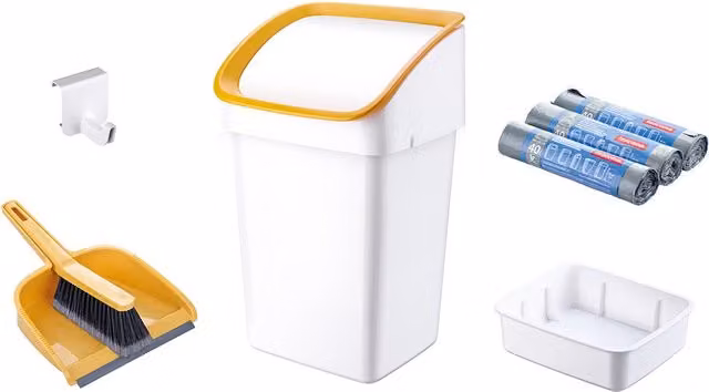 Set Pattumiera con Pedale Tescoma Bianca da 21 l con Filtro Odori e Secchiello Interno Rimovibile