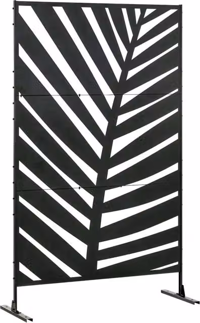Paravento Separatore Foglia di Banano Xylo per Esterno Giardino e Terrazza Nero L: 122 cm, P: 45 cm, H: 198 cm