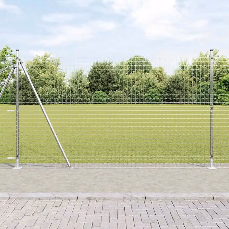 Set di 26 pali per recinzione vidaXL con base in cemento, colore argento e grigio, L/P/H: 3,2 x 3,2 x 170 cm