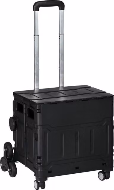 Carrello della spesa saliscale pieghevole HOMCOM con manico telescopico, Nero