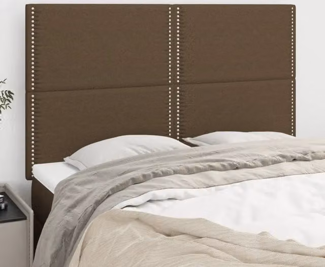 Set di 4 testiere VIDAXL in tessuto marrone scuro con struttura in legno L/P/H: 72 x 5 x 78/88 cm