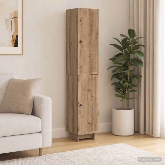Set di mobili da soggiorno vidaXL in legno marrone con illuminazione integrata e ante scorrevoli L/P/H: 90 x 33 x 34,5 cm