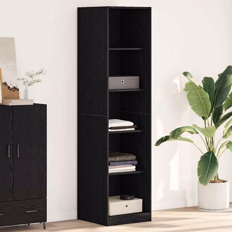 vidaXL Guardaroba Rovere Nero in MDF con ripiani interni L/P/H: 50 x 50 x 200 cm