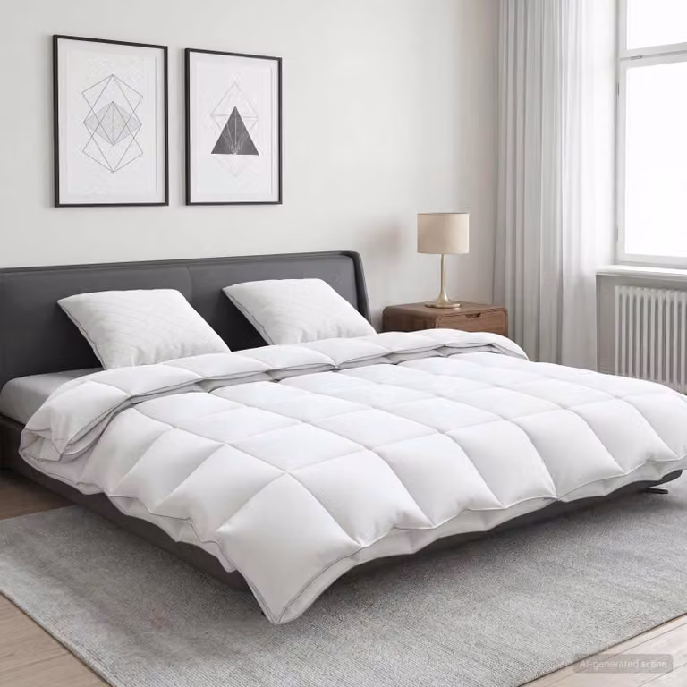 Set di 3 piumoni e cuscini vidaXL FULDA in piume d'oca e cotone, colore bianco, L 220 x L 260 cm