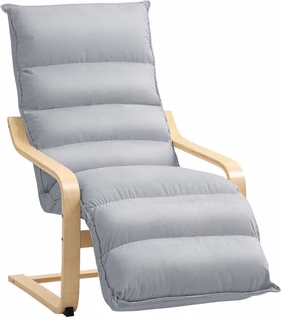 Poltrona da salotto HOMCOM in velluto grigio con poggiapiedi regolabile, L: 67 cm, P: 93 cm, H: 105 cm