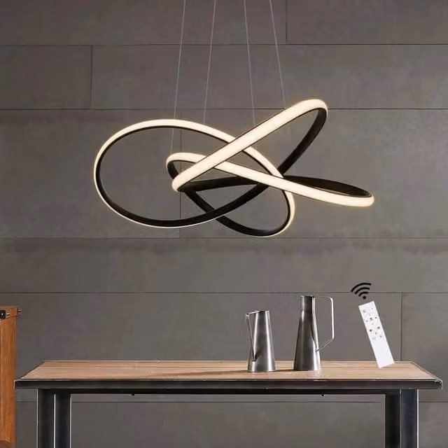 Lampada a sospensione LED ZMH con telecomando, dimmerabile e altezza regolabile, ideale per camera da letto, soggiorno o cucina, disponibile in bianco o nero