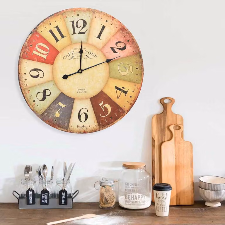 vidaXL Orologio da Parete Analogico Vintage Multicolore in Legno, Diametro: 60 cm