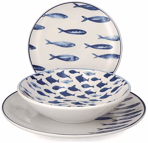 Servizio da tavola H&H Ionic in stoneware bianco, 18 pezzi