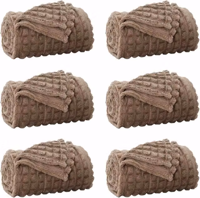 Set di 6 coperte in pile morbido color marrone, L 240 x P 220 cm