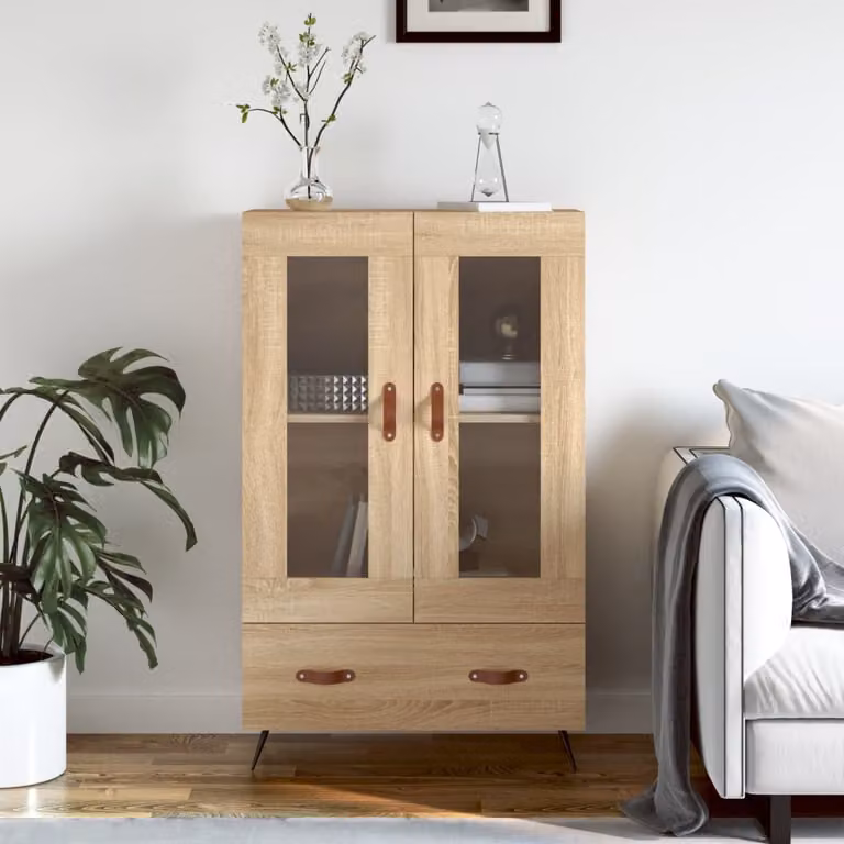 Credenza moderna vidaXL in legno multistrato color rovere sonoma, L 69,5 cm x P 31 cm x H 115 cm