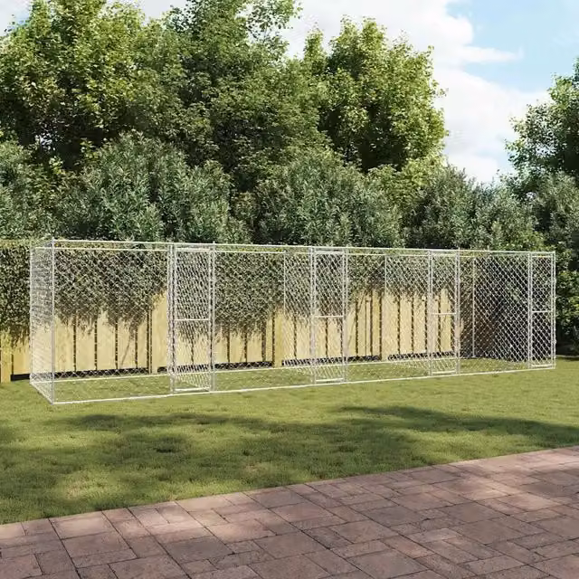 Gabbia per cani vidaXL in acciaio zincato argento L: 200 cm, P: 200 cm, H: 200 cm
