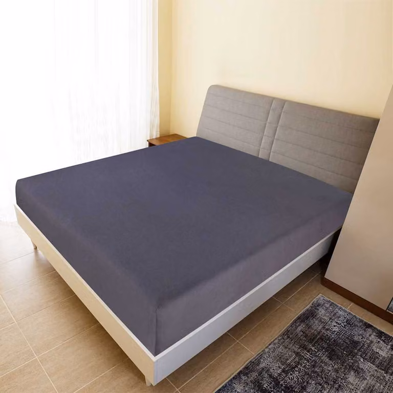 Set di 2 lenzuola con angoli in jersey di cotone traspirante vidaXL, colore antracite, L/P: 180 x 200 cm