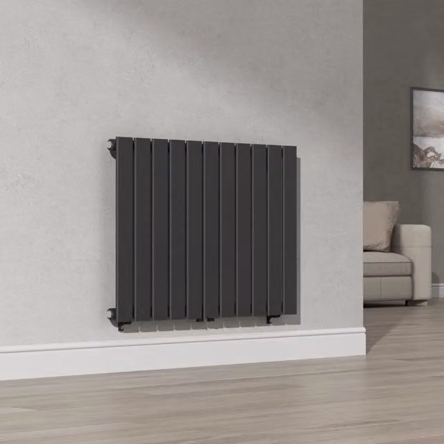 Termosifone a pannello singolo con elementi piatti neu.haus in acciaio nero L: 60 cm, H: 80 cm