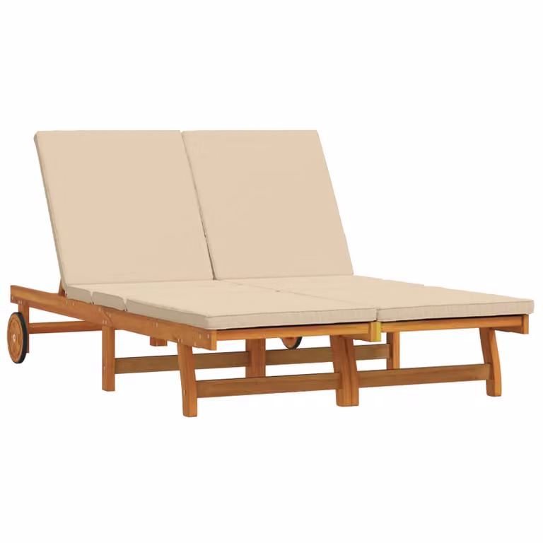 vidaXL Lettino da sole in legno di acacia marrone con poggiatesta regolabile L/P/H: 125 x 200 x 84 cm