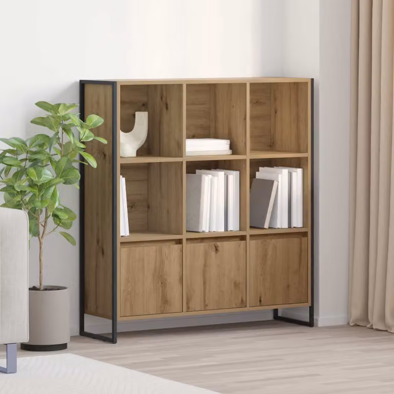 vidaXL Armadio per Libri in Stile Industrial in Legno e Metallo Marrone L: 99,5 cm, P: 30 cm, H: 108 cm