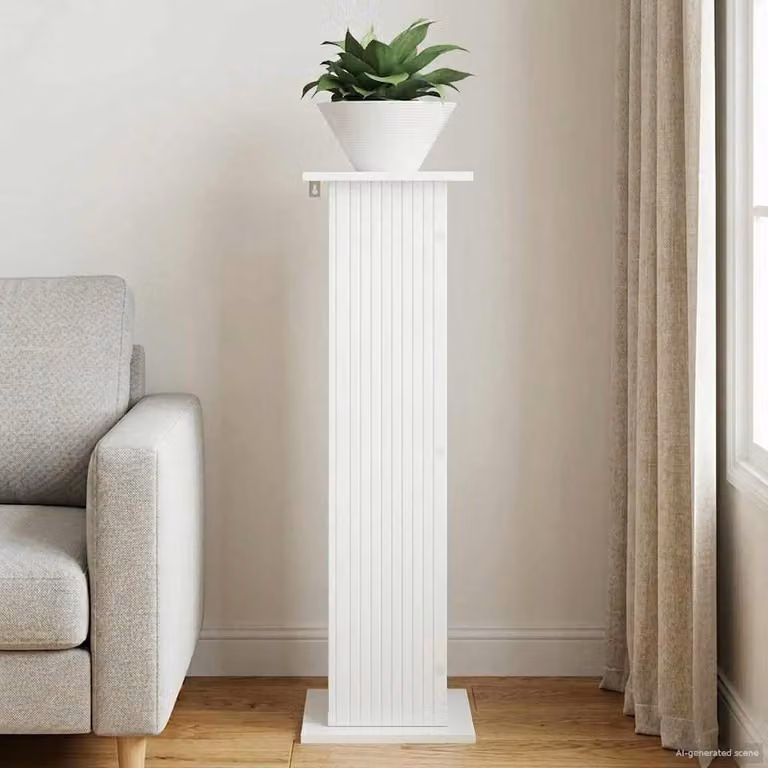 vidaXL Supporto per piante moderno in legno MDF Bianco Lucido L/P/H: 30,5 x 30 x 100,5 cm