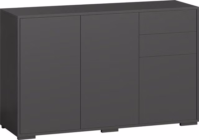 Buffet mobile HOMCOM nero con 2 cassetti, 3 ante e ripiano regolabile, L: 117 cm, P: 36 cm, H: 74 cm