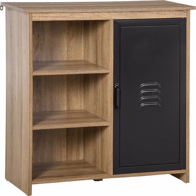 Buffet Industriale HOMCOM in Legno e Metallo con 3 Nicchie e Ante a Battente, Colore Marrone e Nero