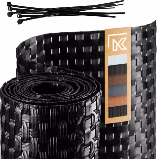 Telo di copertura per balcone in tecnorattan Kadax nero L: 7 m, H: 1 m