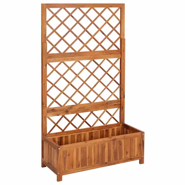 Fioriera con graticcio in legno di acacia massello marrone, L: 85 cm, P: 38 cm, H: 150 cm