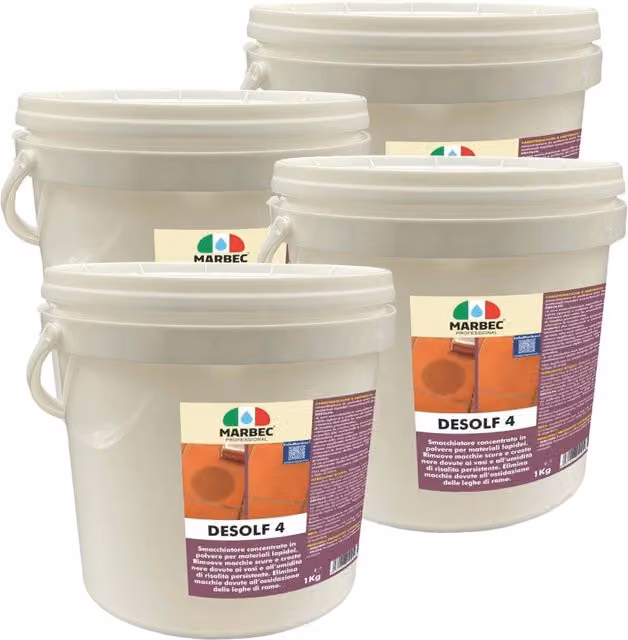 Smacchiatore per materiali lapidei Marbec DESOLF4 confezione da 4 x 1 kg