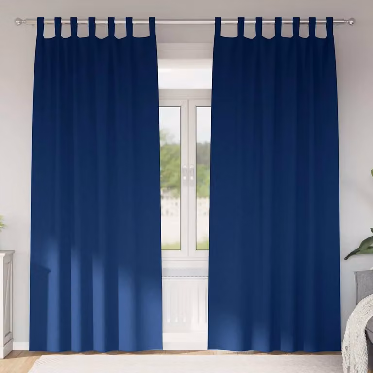 Set di 2 tende blackout vidaXL con anelli in poliestere, colore blu, H 245 cm x L 140 cm