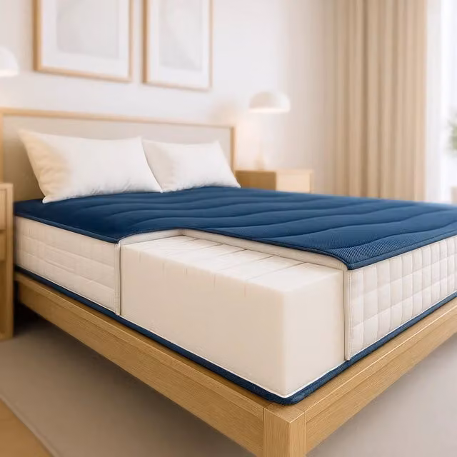 Materasso The White Stone in Lattice e Latex Blu, Anallergico e Antibatterico, L 80 cm x P 200 cm, H 20 cm
