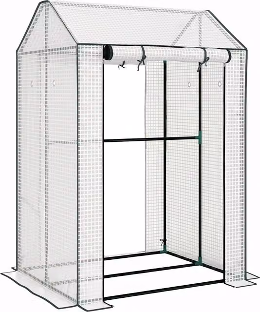 Outsunny Serra da Giardino con Copertura in PE, 2 Zone Separate e Porte Avvolgibili, L/P/H: 100 x 80 x 150 cm
