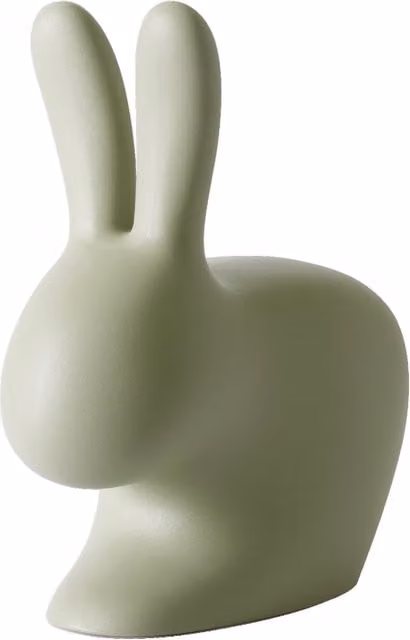 Sedia Baby Rabbit Qeeboo in polietilene verde opaco per bambini e giardino