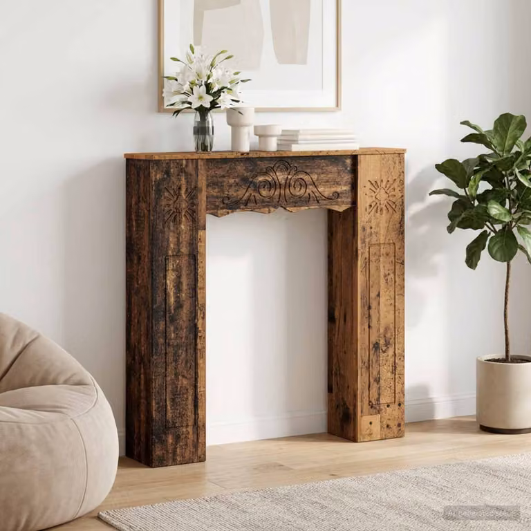 Cornice per camino vidaXL in legno color marrone, L 102 cm x P 20 cm x H 102 cm