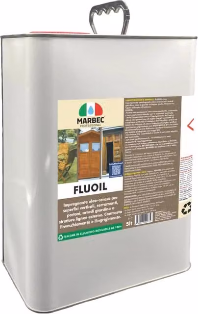 Impregnante per legno esterno Marbec FLUOIL trasparente con protezione UV e idrorepellente, 5 l