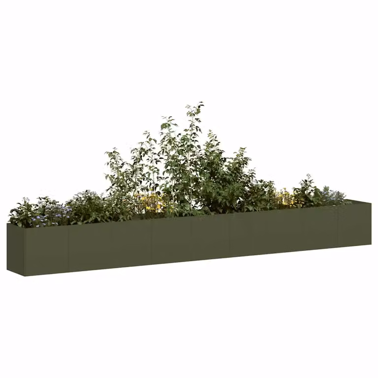 Fioriera vidaXL in acciaio verde, L: 360 cm, P: 40 cm, H: 40 cm