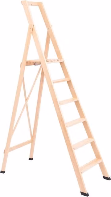 Scala Pieghevole in Legno GIORDANOSHOP a 6 Gradini, Colore Marrone, H: 130 cm