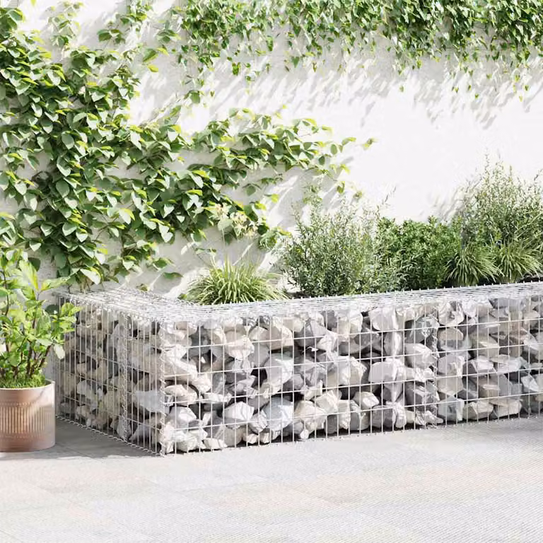 Gabbione vidaXL in acciaio zincato con copertura, colore grigio/argento, L: 900 cm, P: 50 cm, H: 50 cm
