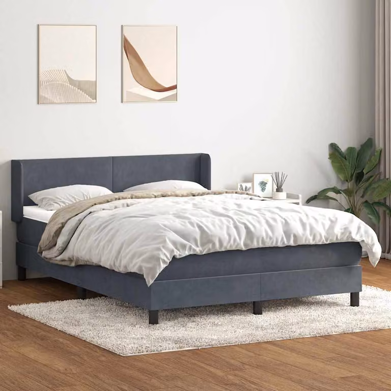 vidaXL Letto Ibrido con Materasso e Struttura Imbottita in Velluto Grigio, L: 163 cm, P: 213 cm